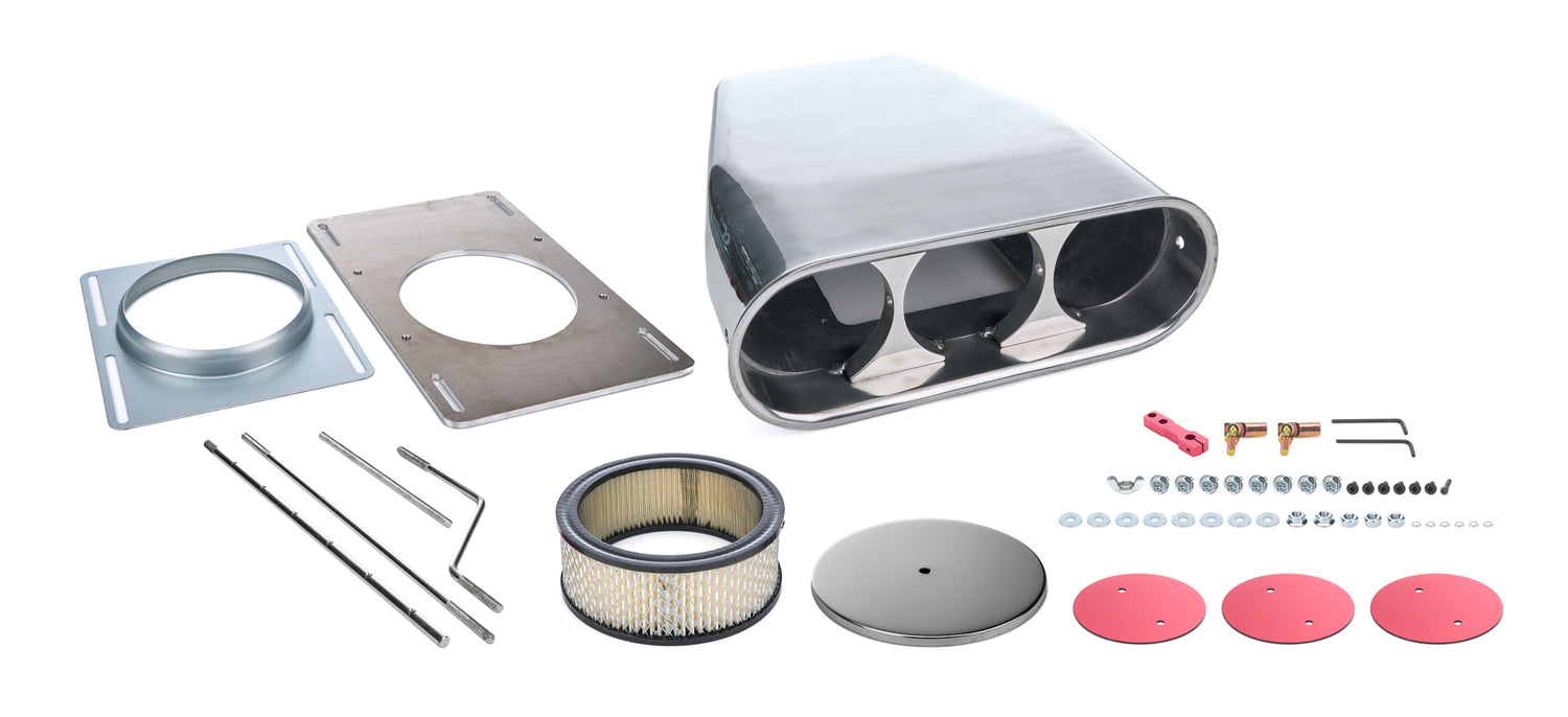 RACING POWER CO-PACKAGED Street Hood Scoop Plain Polished Air and Fuel Air Cleaners, Filters, Intakes and Components main image