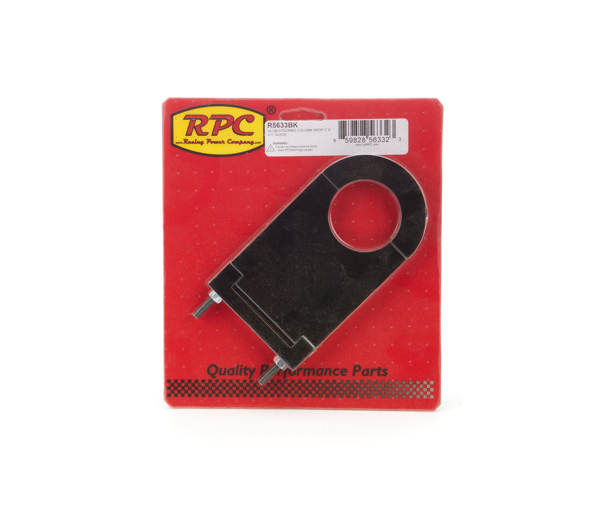 Racing Power Co-Packaged Aluminum Steering Column Drop 2in x 4.5in Black Steering Columns, Shafts and Components Steering Column Brackets main image