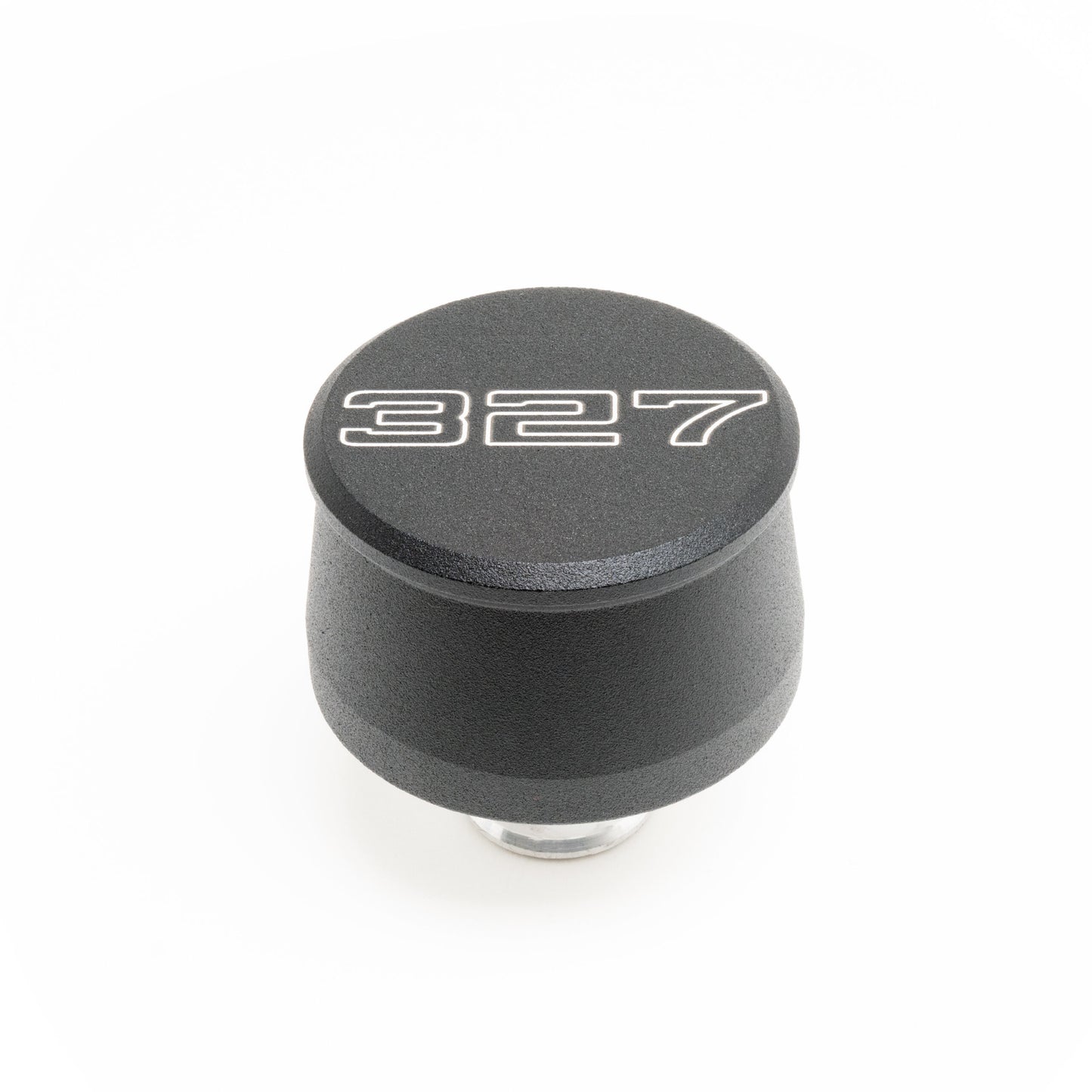 Racing Power Co-Packaged Valve Cover Breather 327 Logo Black Each Engine Covers, Pans and Dress-Up Components Valve Cover Breathers and Components main image