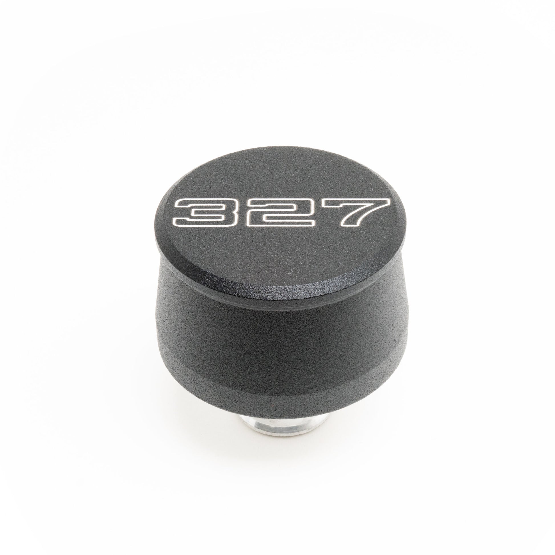 Racing Power Co-Packaged Valve Cover Breather 327 Logo Black Each Engine Covers, Pans and Dress-Up Components Valve Cover Breathers and Components main image