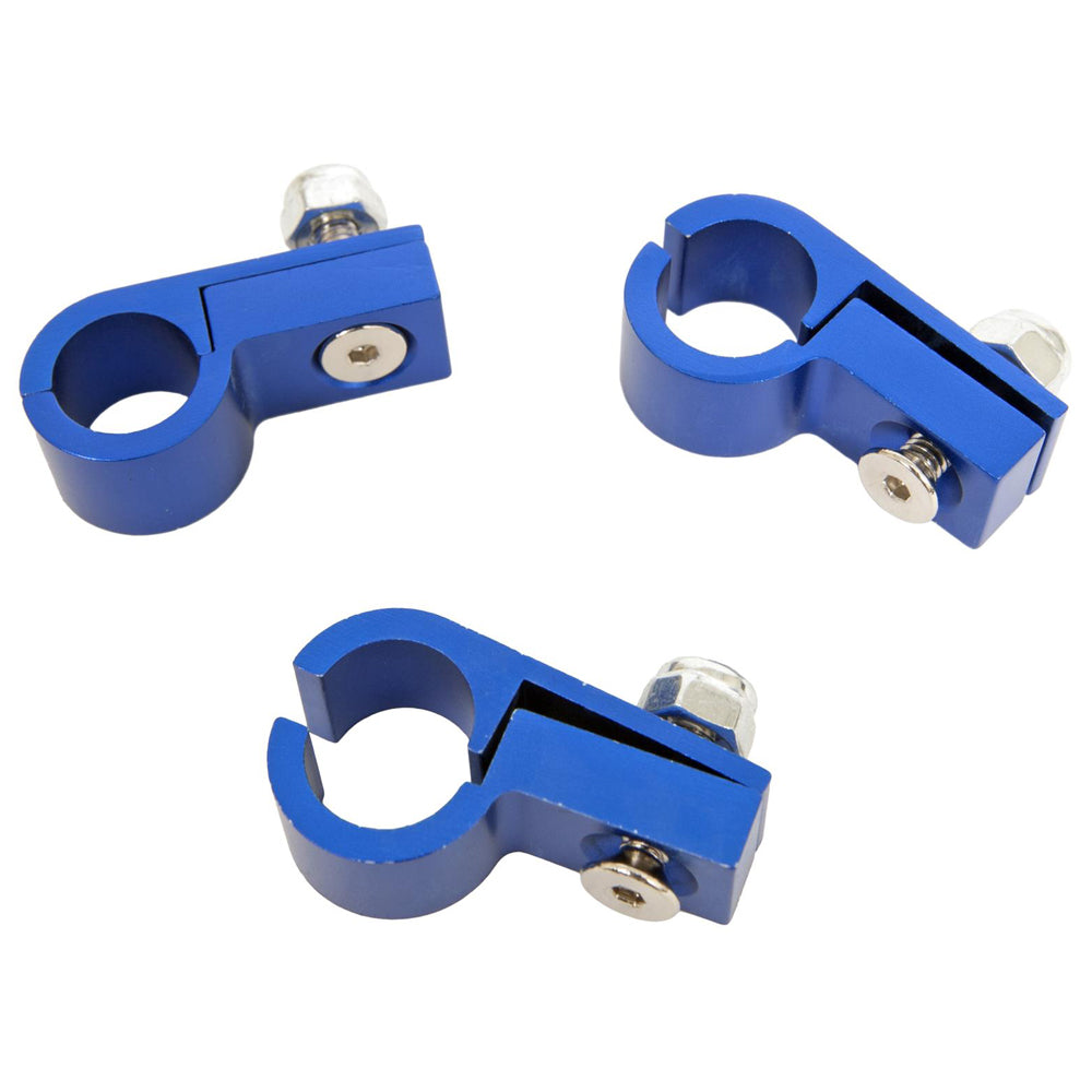 Russell Line Clamps 3pk #8 Tubing - Blue Anodize Clamps and Brackets Hose Support Brackets main image