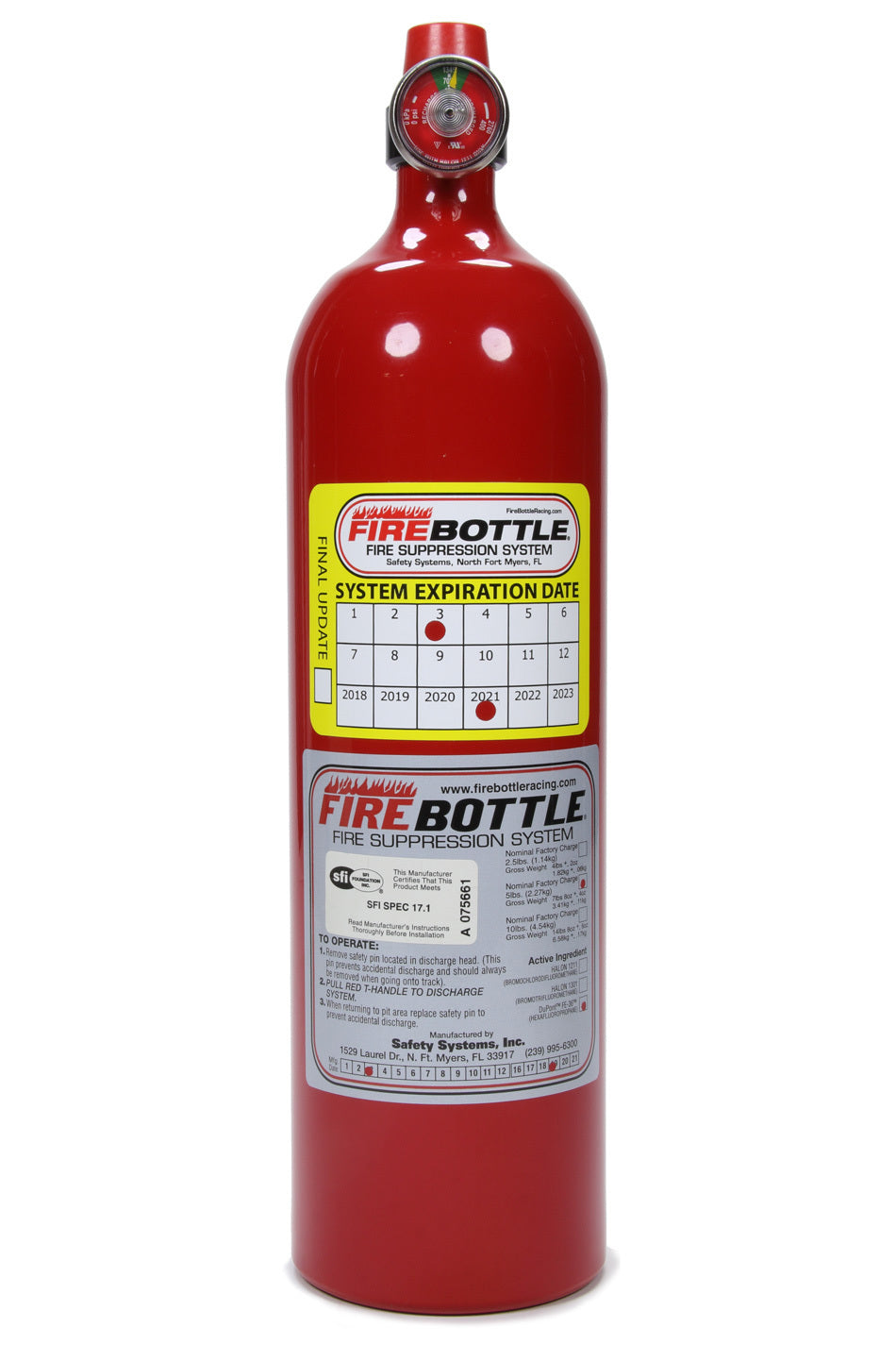 Safety Systems Fire Suppression Bottle Only 5lb NOVEC 1230 Fire Extinguishers Fire Extinguisher Bottles main image