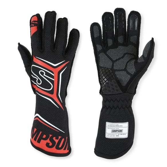 Simpson Glove Magnata Large Black / Red SFI 3.5/5 Safety Clothing Driving Gloves main image