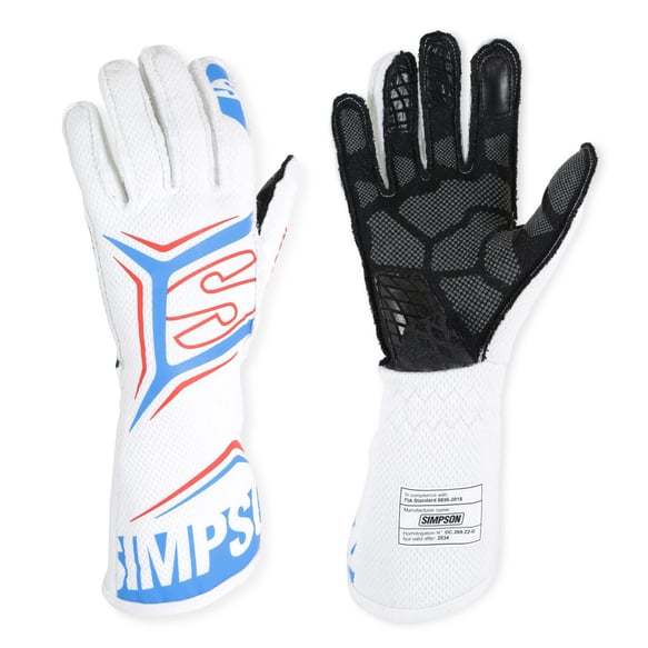 Simpson Glove Magnata Large White / Blue SFI 3.5/5 Safety Clothing Driving Gloves main image