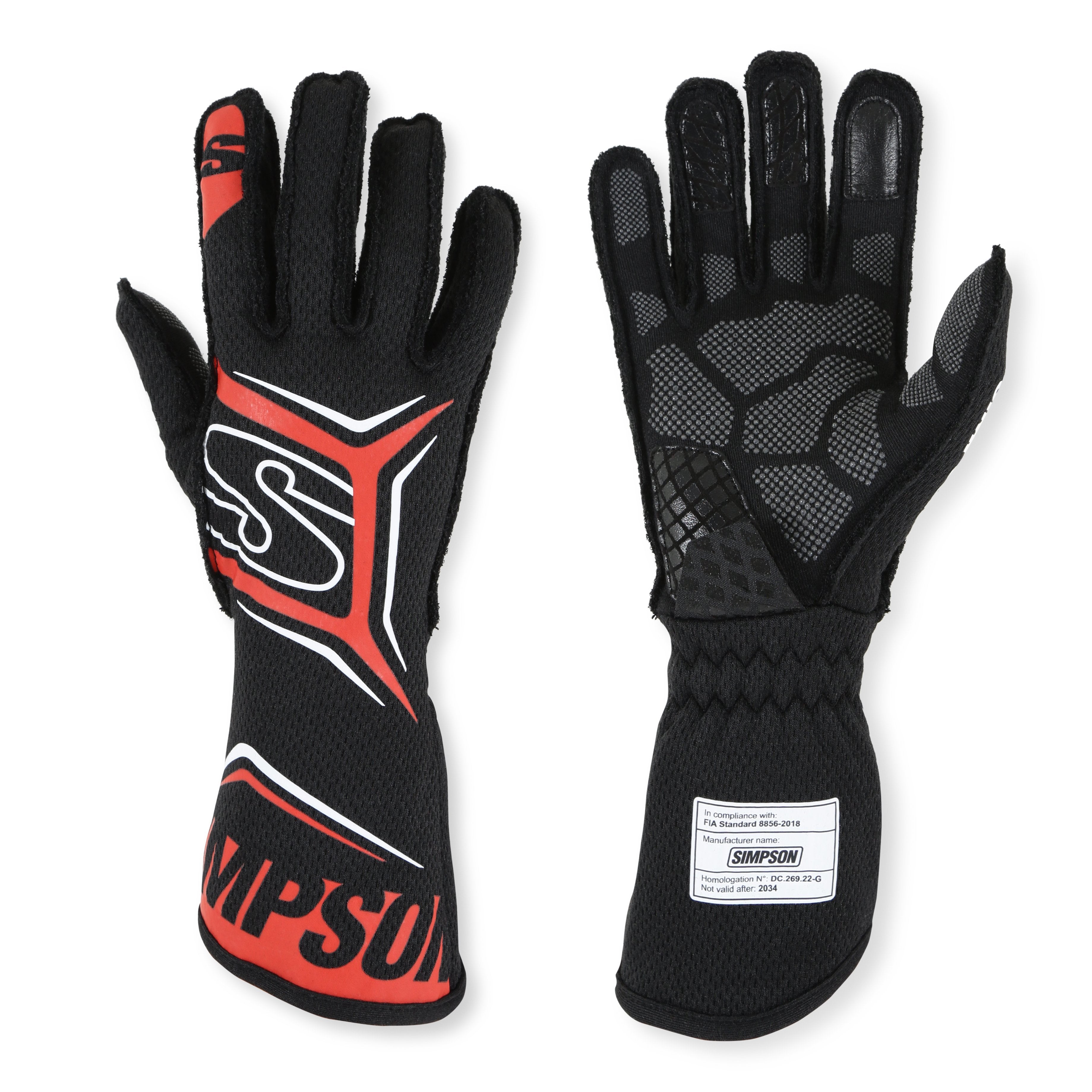 Simpson Glove Magnata X-Large Black / Red SFI 3.5/5 Safety Clothing Driving Gloves main image