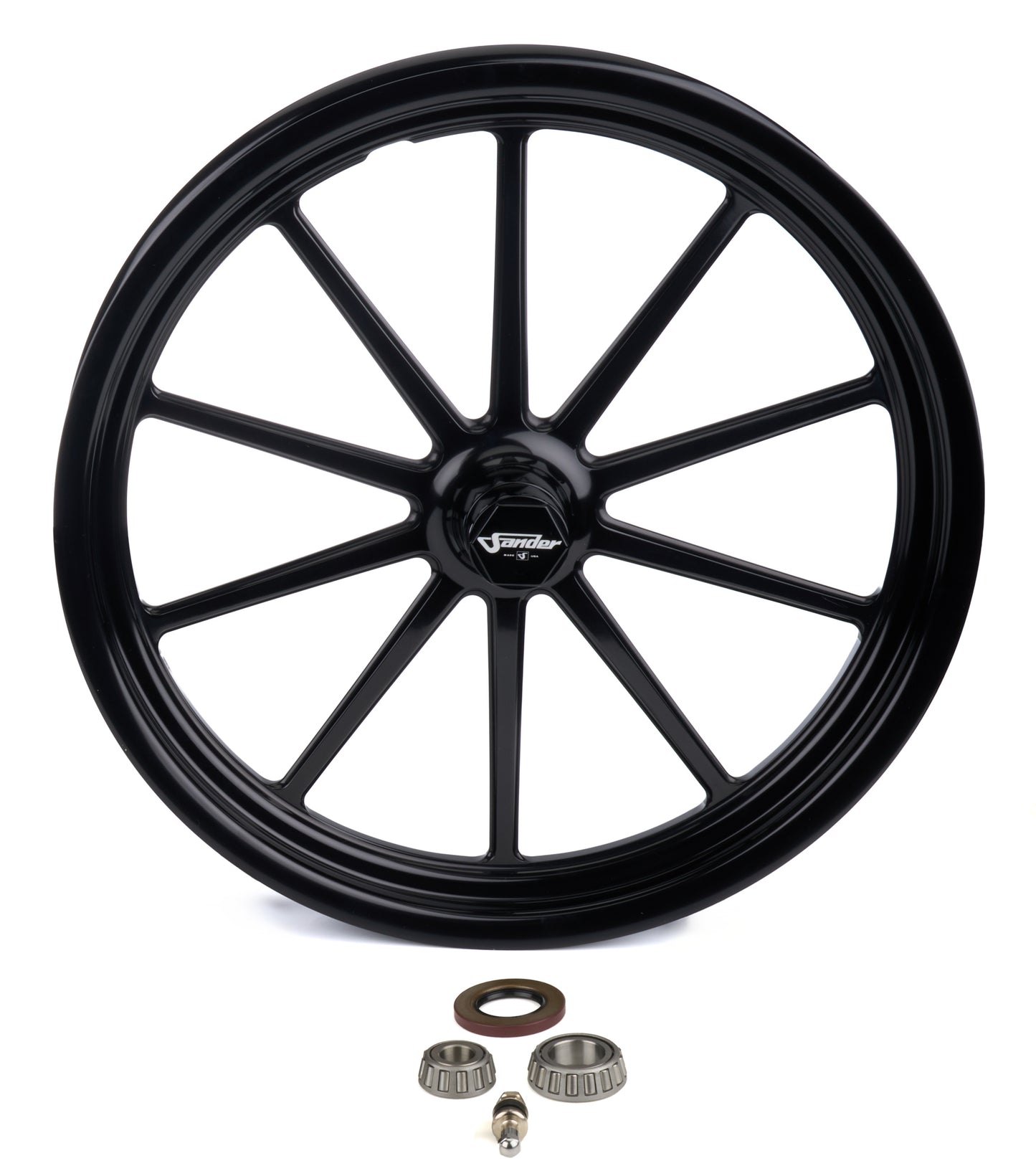 SANDER ENGINEERING 740 Series 17X2.2 FRGD 10 Spoke Spindle MNT BLK Wheels and Tires Wheels main image