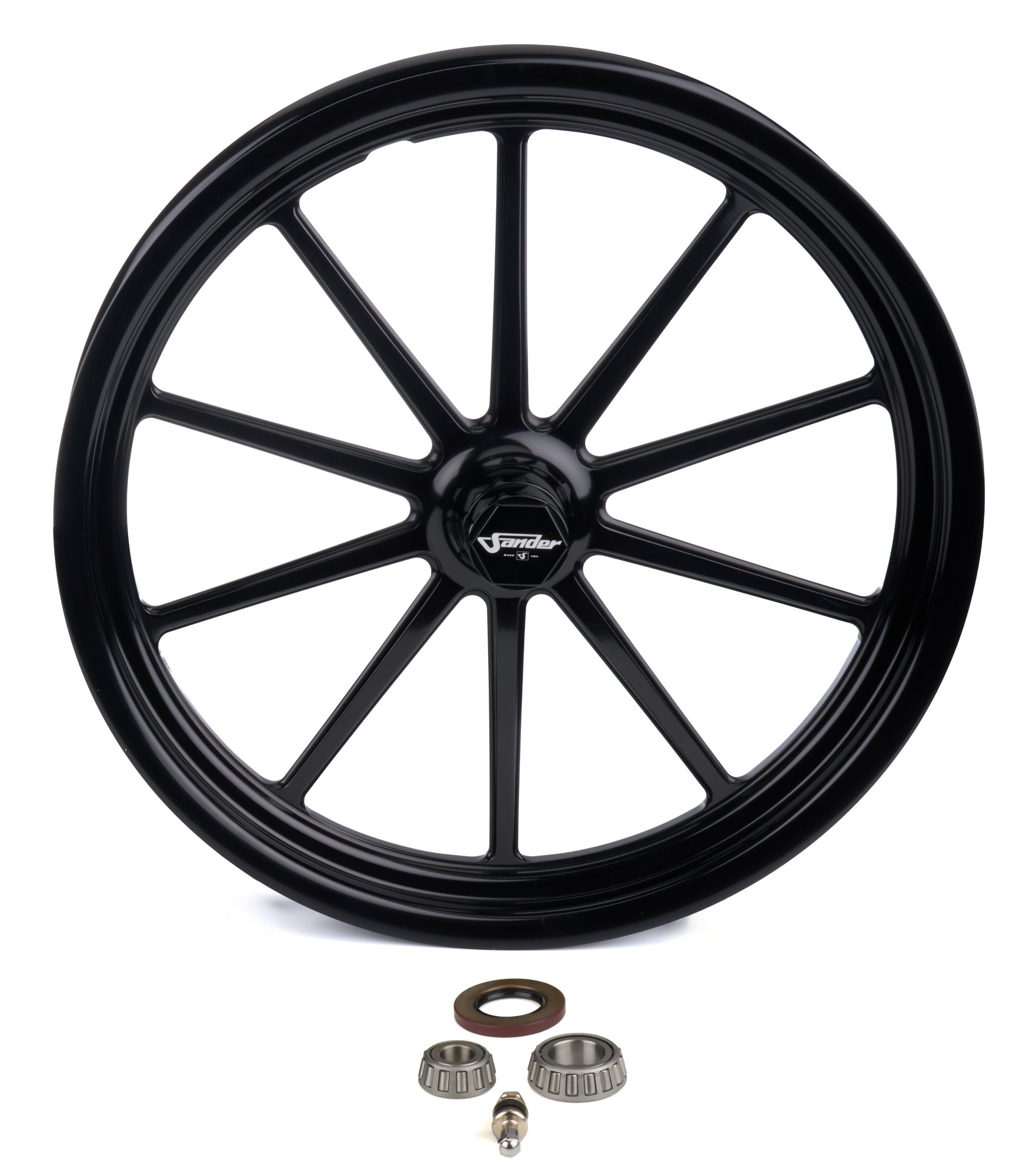 SANDER ENGINEERING 740 Series 17X2.2 FRGD 10 Spoke Spindle MNT BLK Wheels and Tires Wheels main image