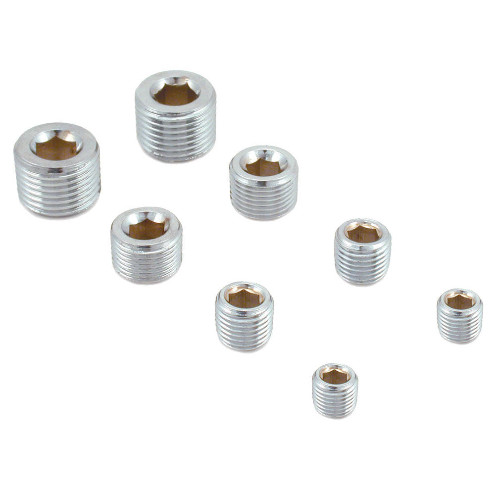 SPECTRE Pipe Plug Kit Chrome Fittings Hoses and Valves Fittings and Plugs main image
