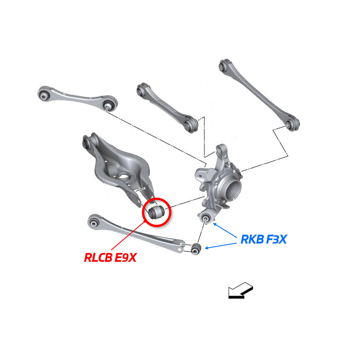 SPL Part Rear Lower Control Arm Knuckle Bushing for BMW E9X/E8X/F2X/F3X/F8X/G8X