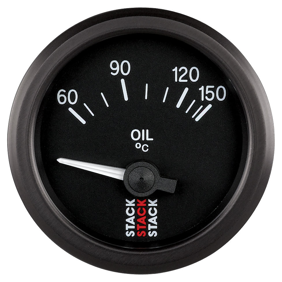 Stack Oil Temp, Electric, 52mm, Black, 60-150 Degree C, M10 Male