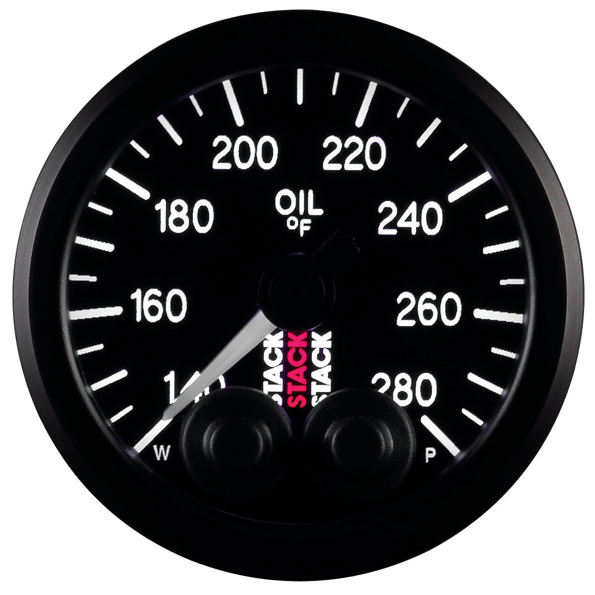 Stack Oil Temp, Pro-Control, 52mm, Blk, 140-280 degree F, 1/8" NPTF Male
