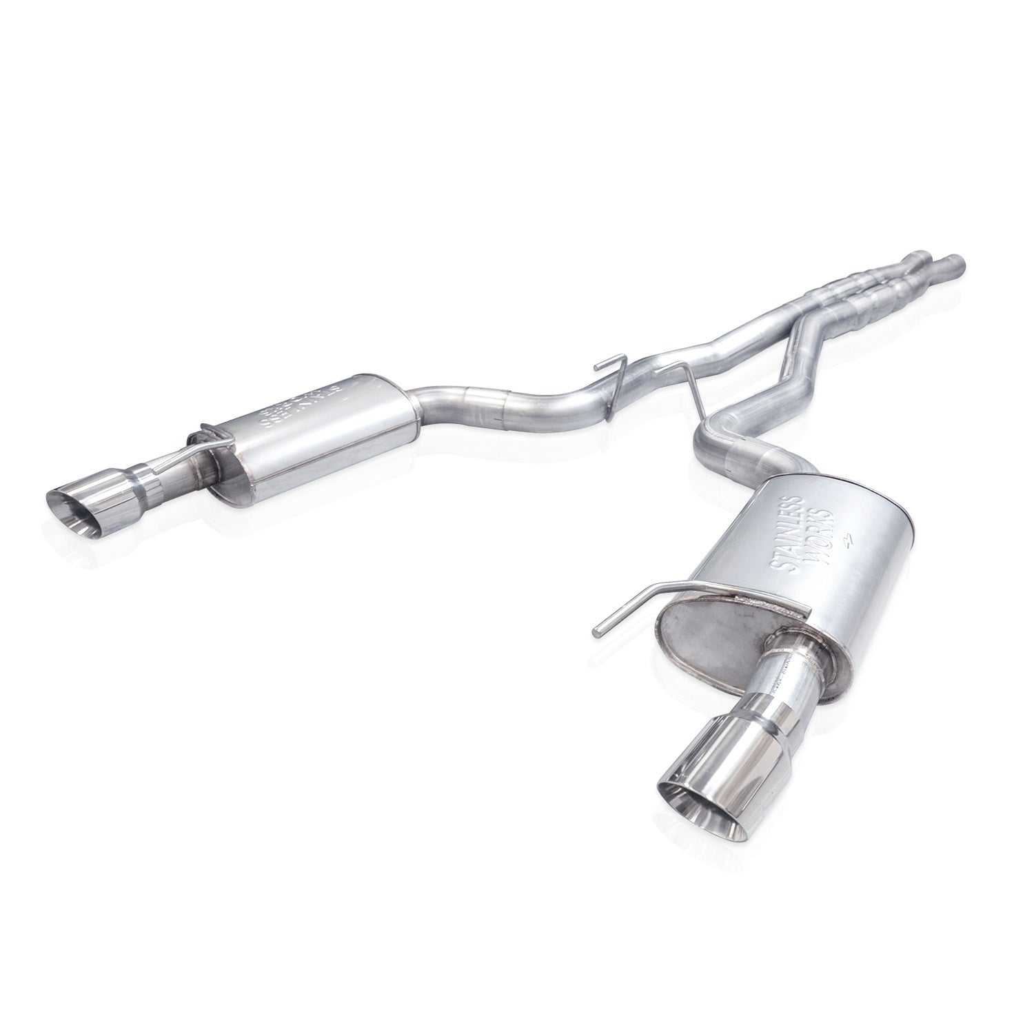 Stainless Works 2024 Mustang GT Catback Dual Tips Redline Sound H-Pipe Factory Connect Exhaust M24CBHFCR