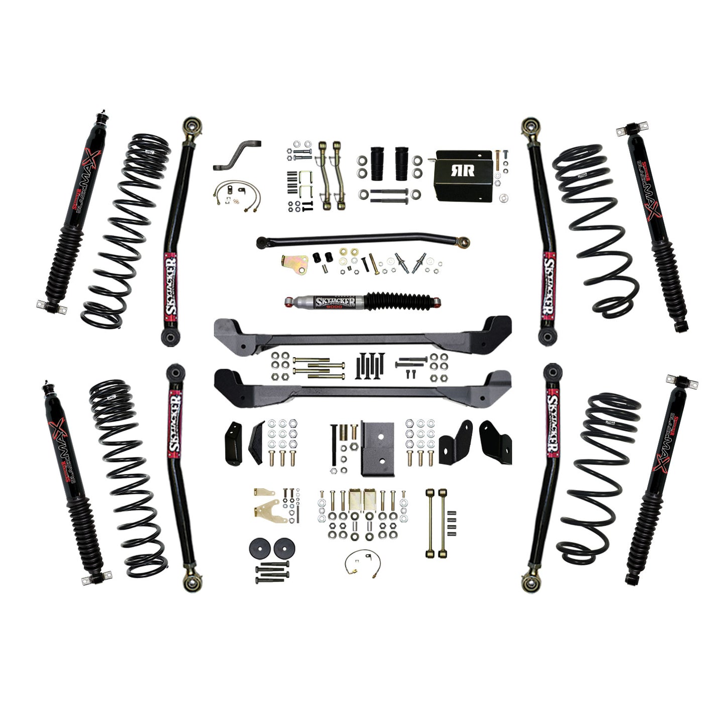 Skyjacker 97-06 Jeep TJ 4in Dual Rate Long Travel Coils Long Arm RR1 Lift Kit	w/ Black Max Shocks TJ40RR1LTK-B