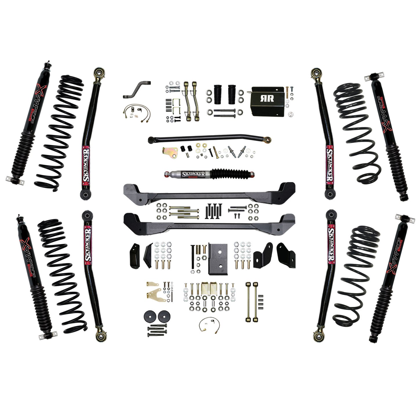 Skyjacker 97-06 Jeep TJ 6in Dual Rate Long Travel Coils Long Arm RR1 Lift Kit w/ Black Max Shocks TJ60RR1LTK-B
