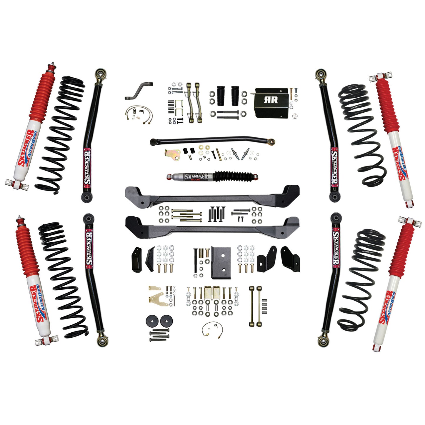Skyjacker 97-06 Jeep TJ 6in Dual Rate Long Travel Coils Long Arm RR1 Lift Kit w/ Nitro Shocks TJ60RR1LTK-N
