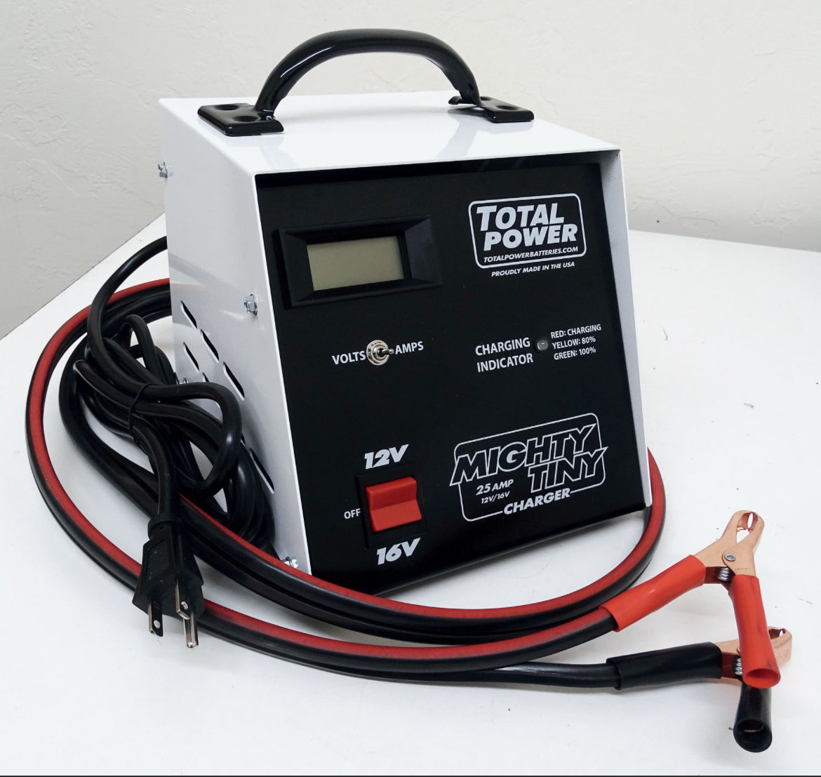 TOTAL POWER BATTERY Battery Charger 25 Amp 12/16 Volts Tools Shop Equipment main image