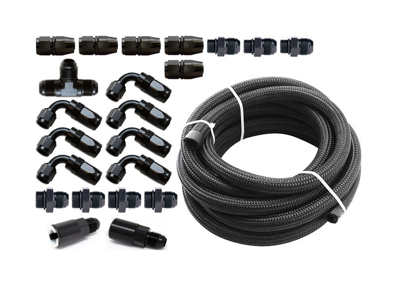 Torque Solution Braided Fuel Line Kit for -6 Aeromotive FPR: Subaru WRX 02-14, STI 07-21, LGT 07-12, FXT 06-13