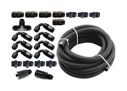 Torque Solution Braided Fuel Line Kit for -6 Aeromotive FPR: Subaru WRX 02-14, STI 07-21, LGT 07-12, FXT 06-13