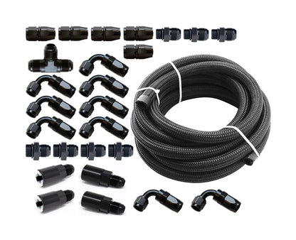 Torque Solution Braided Fuel Line Kit for -6 Aeromotive FPR: Subaru WRX 02-14, STI 07-21, LGT 07-12, FXT 06-13