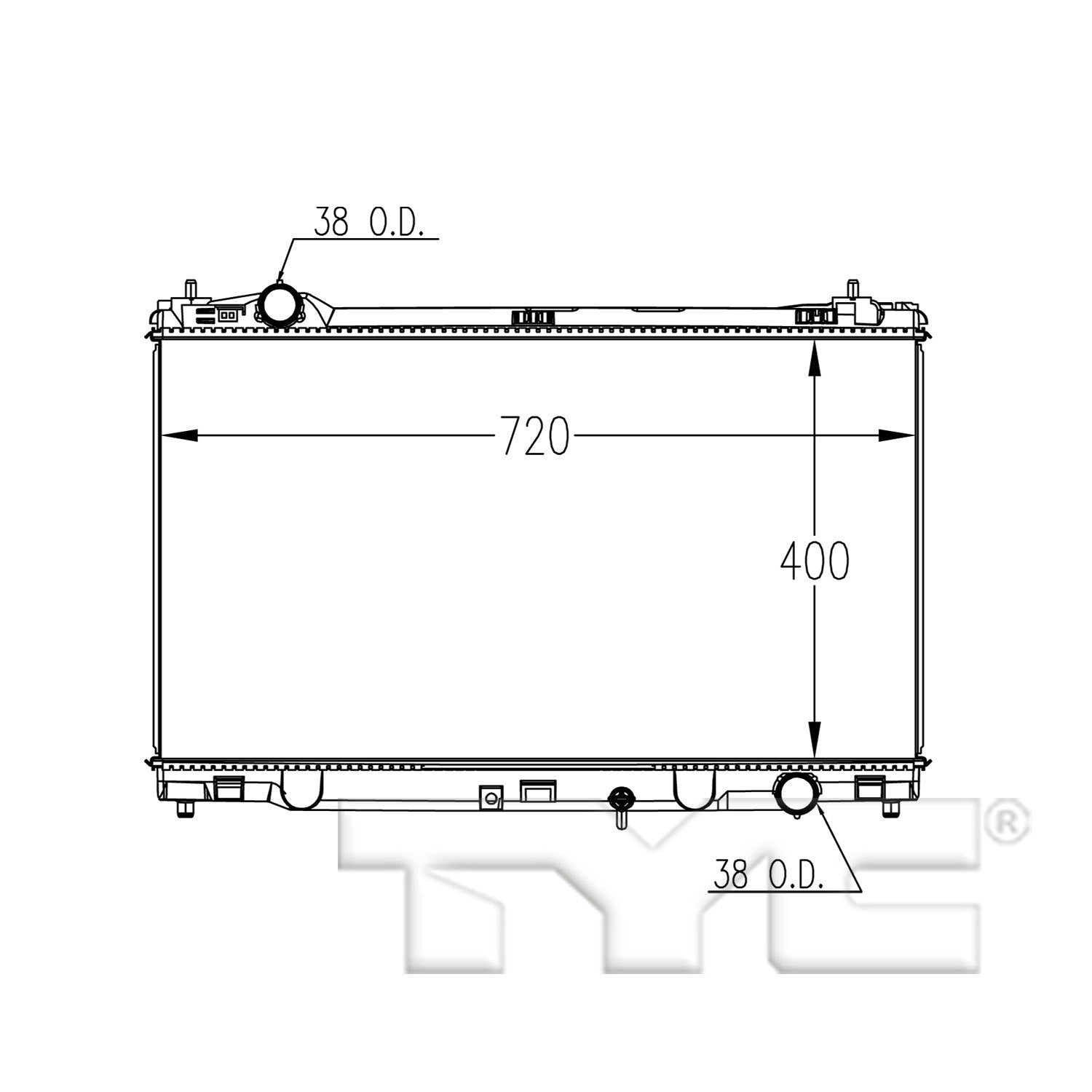 TYC Radiator  top view frsport 13477