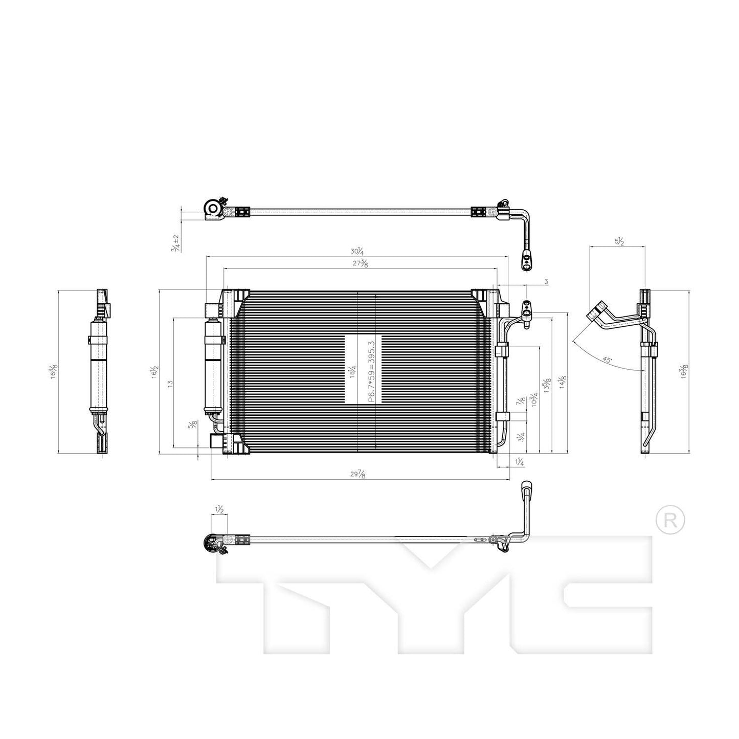 TYC A/C Condenser 4128