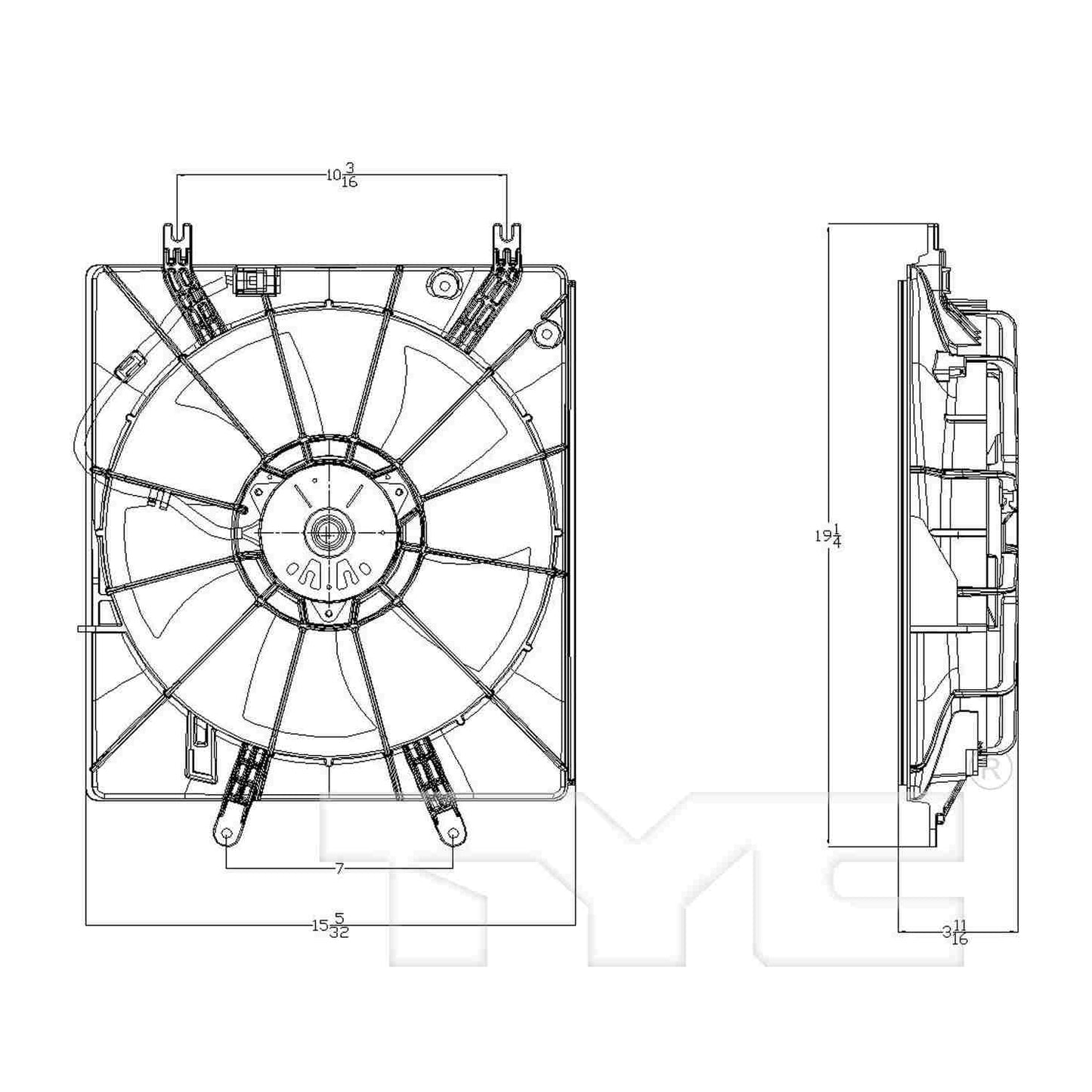 TYC Engine Cooling Fan Assembly 601150