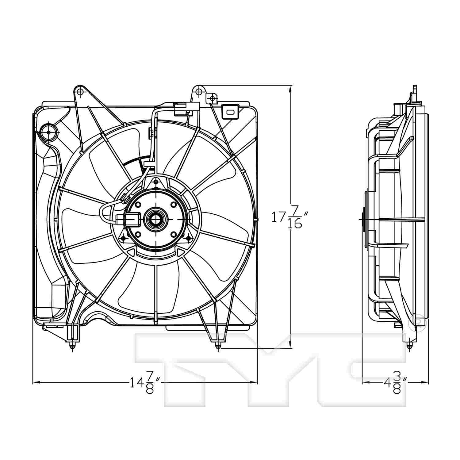 TYC Dual Radiator and Condenser Fan Assembly 601540