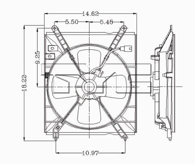 TYC A/C Condenser Fan Assembly 610100