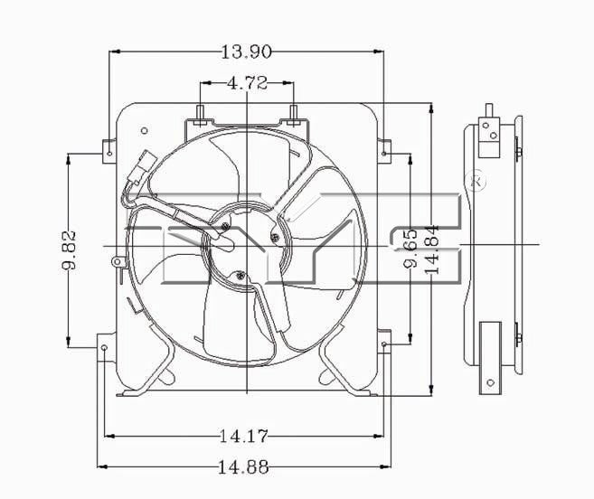 TYC A/C Condenser Fan Assembly 610280