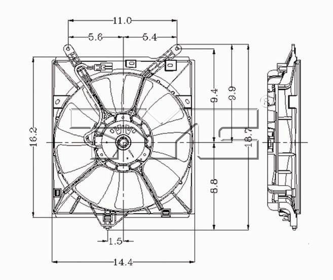 TYC A/C Condenser Fan Assembly 610370