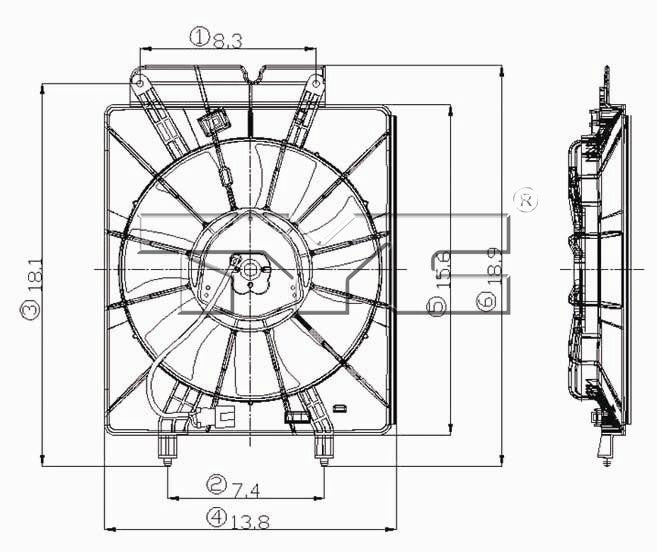 TYC A/C Condenser Fan Assembly