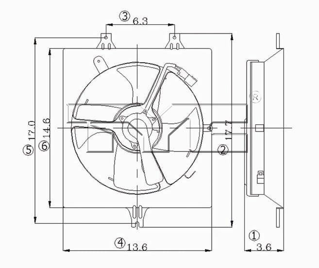 TYC A/C Condenser Fan Assembly