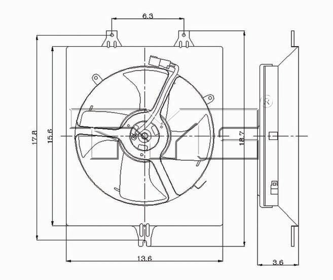 TYC A/C Condenser Fan Assembly 610710