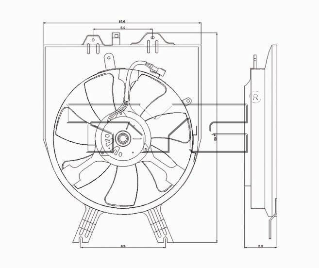 TYC A/C Condenser Fan Assembly