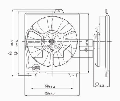 TYC A/C Condenser Fan Assembly 610870