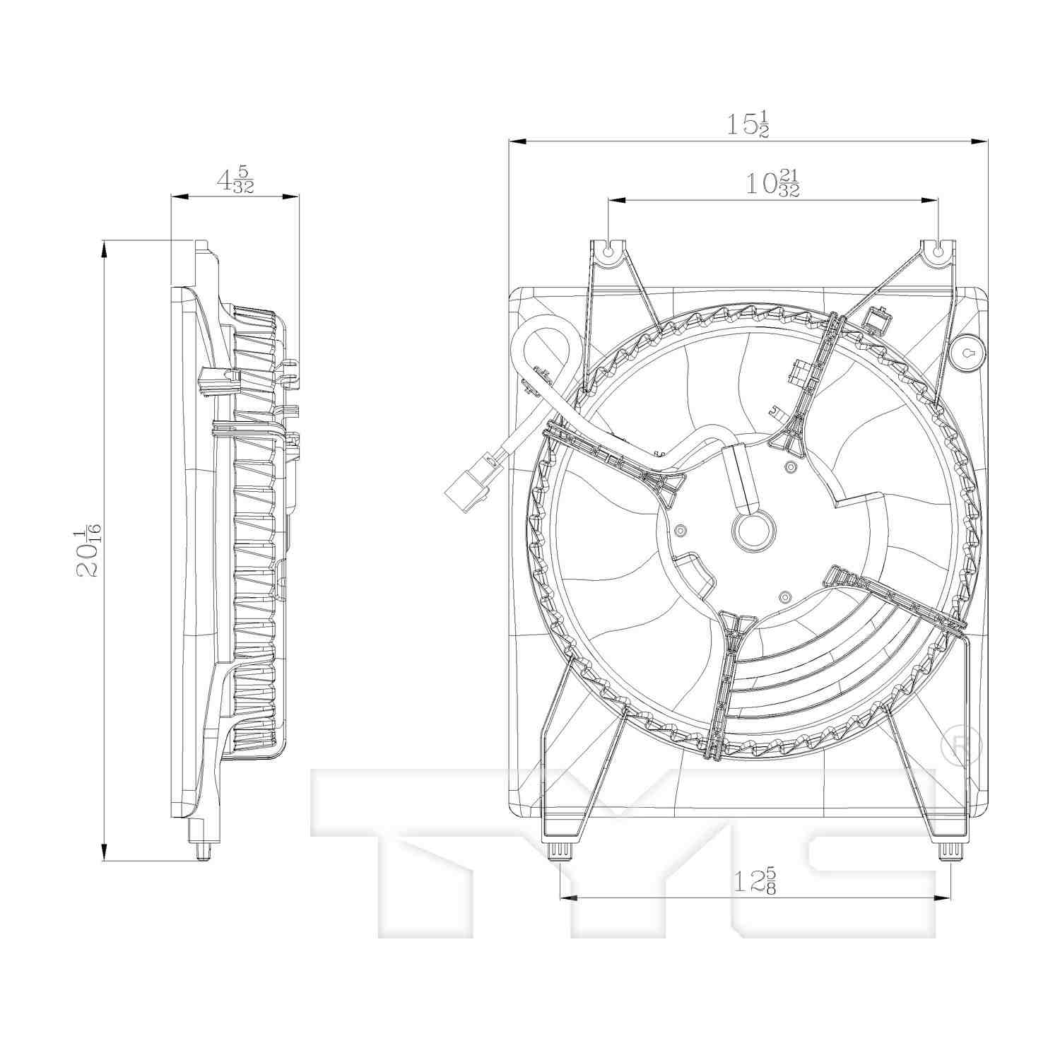 TYC A/C Condenser Fan Assembly 611020