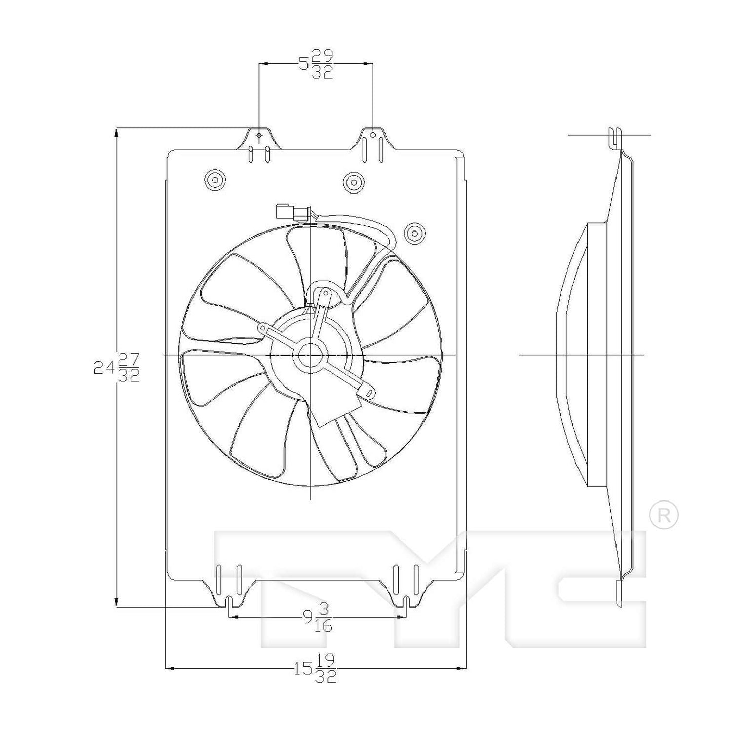 TYC A/C Condenser Fan Assembly 611060