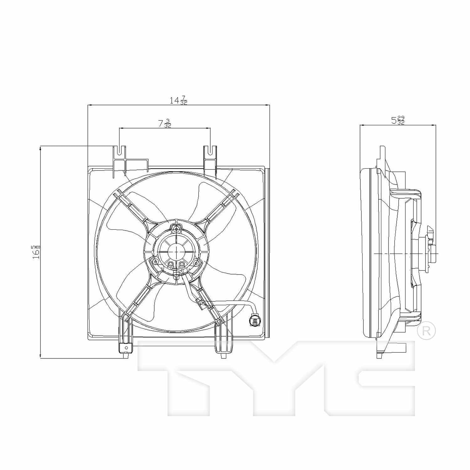 TYC A/C Condenser Fan Assembly 611070