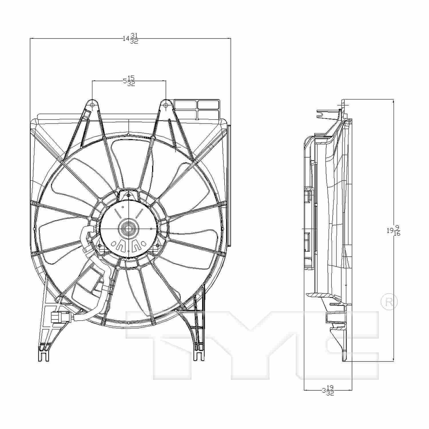 TYC A/C Condenser Fan Assembly 611120
