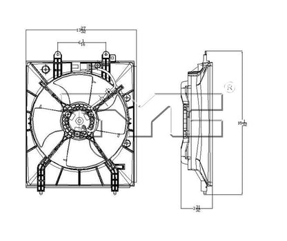 TYC A/C Condenser Fan Assembly 611210