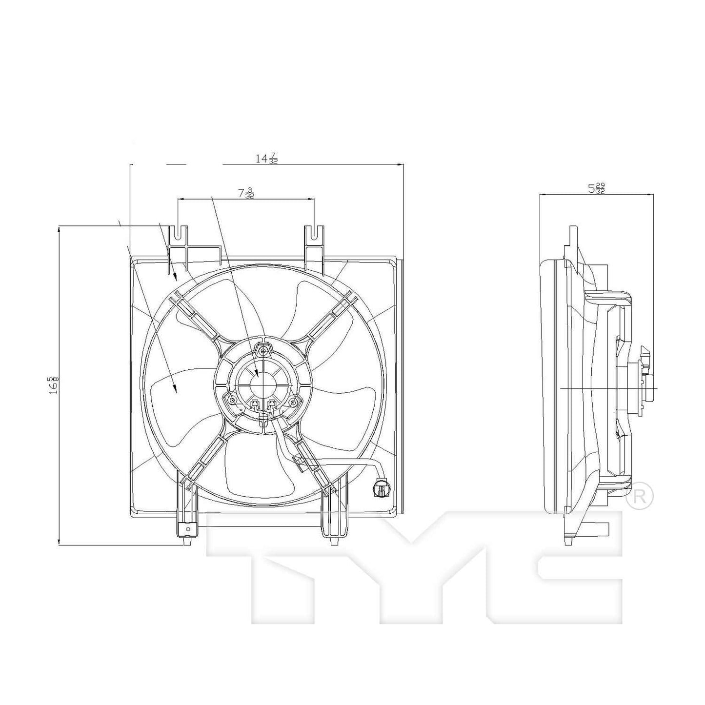 TYC A/C Condenser Fan Assembly 611250