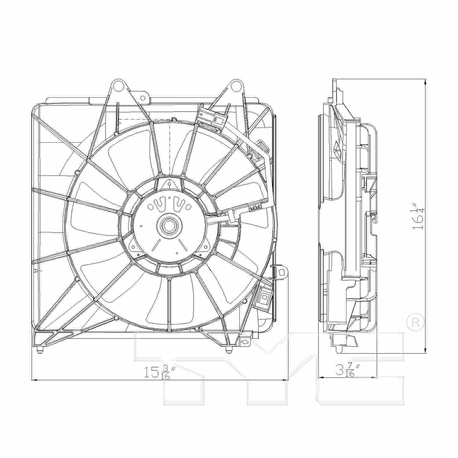 TYC A/C Condenser Fan Assembly