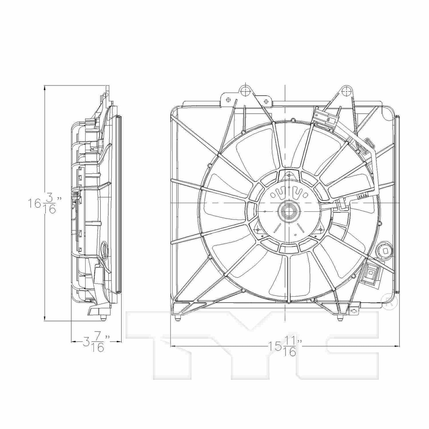 TYC A/C Condenser Fan Assembly