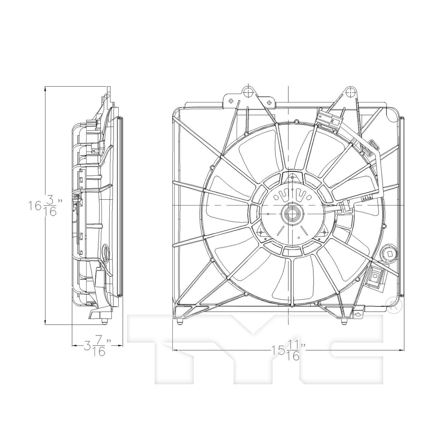 TYC A/C Condenser Fan Assembly