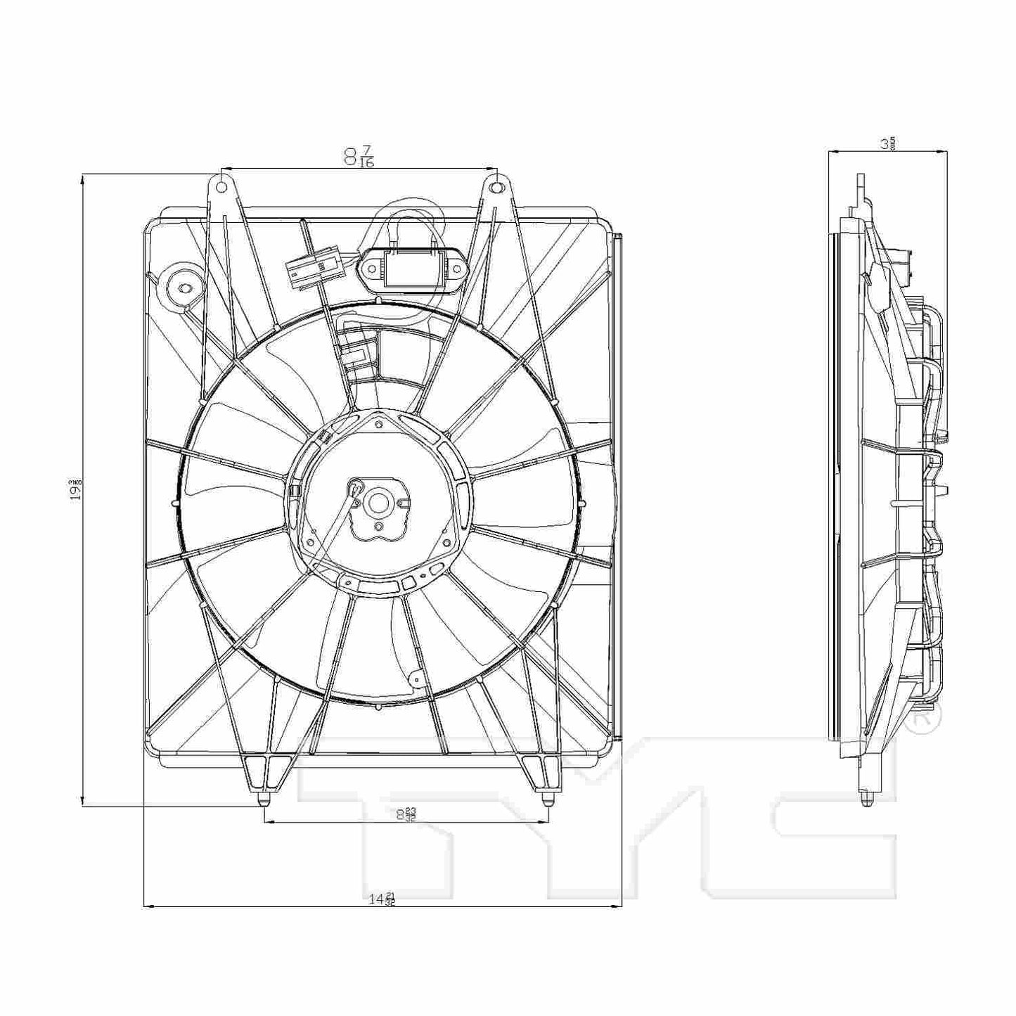 TYC A/C Condenser Fan Assembly