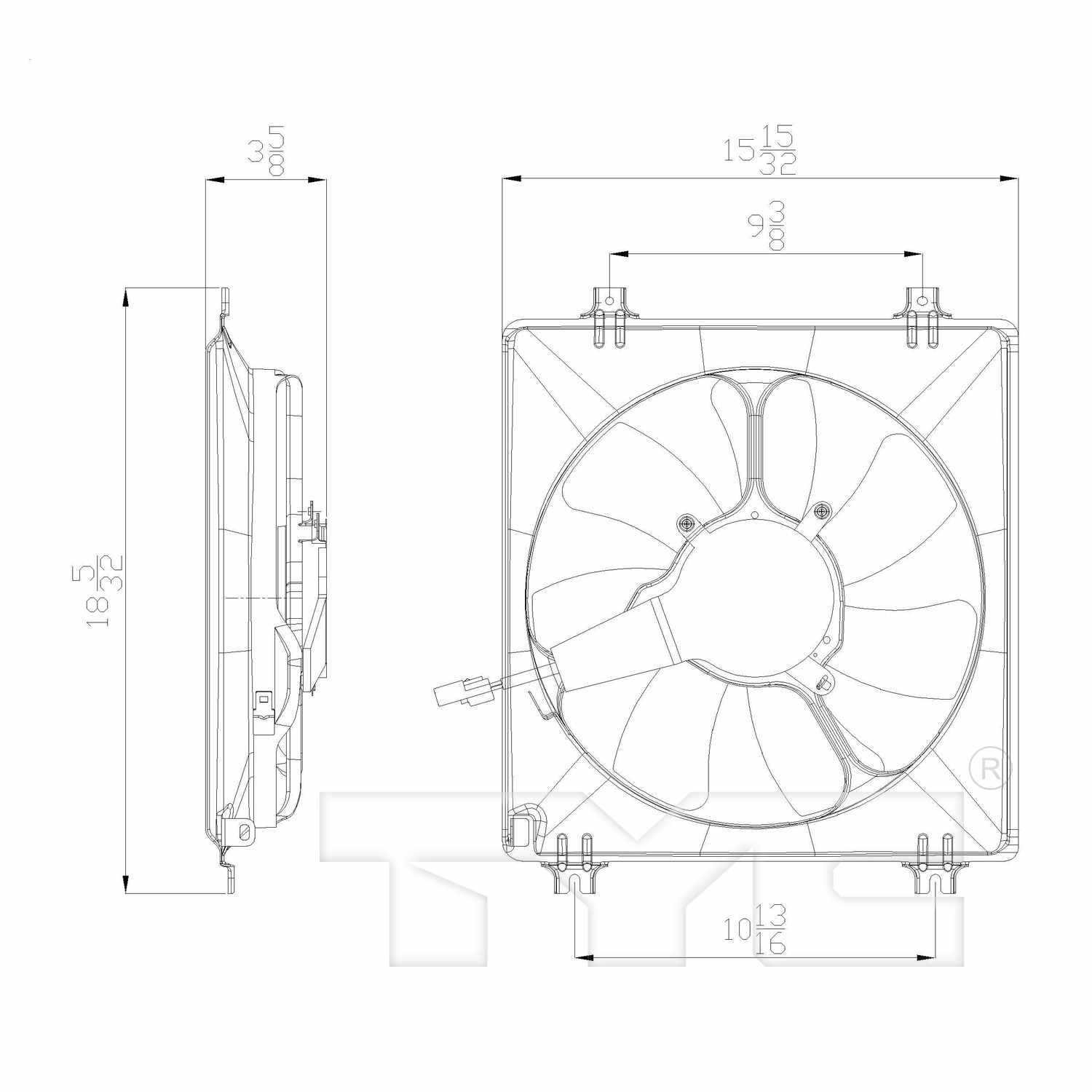 TYC A/C Condenser Fan Assembly 611340