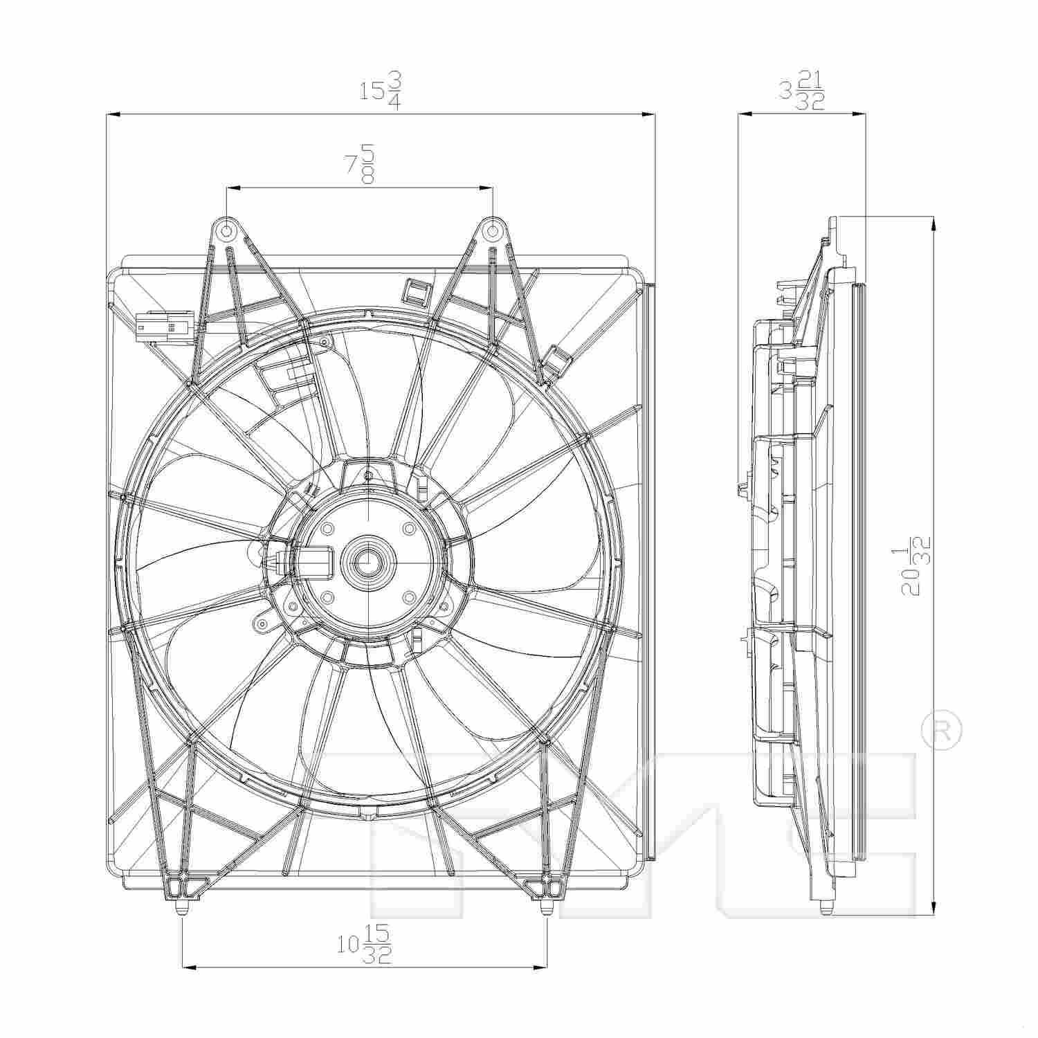 TYC A/C Condenser Fan Assembly 611360