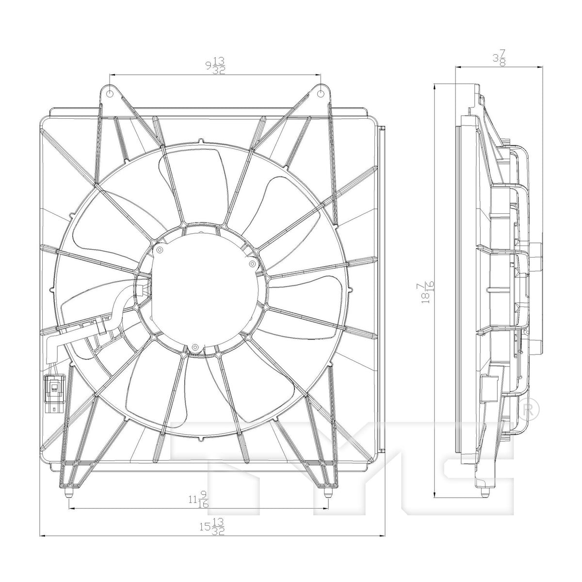 TYC A/C Condenser Fan Assembly