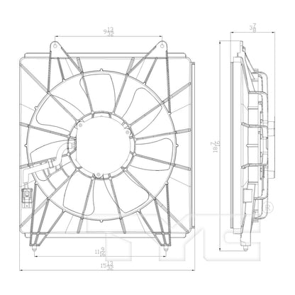 TYC A/C Condenser Fan Assembly 611430