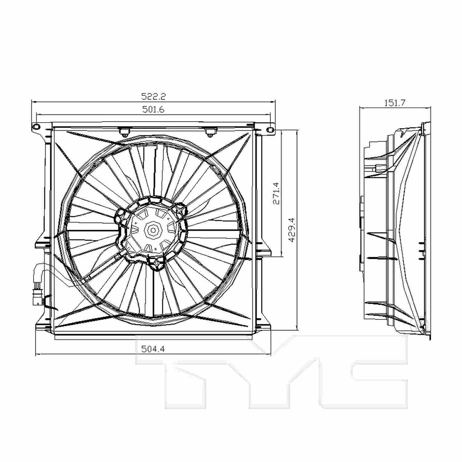 TYC A/C Condenser Fan Assembly 611440